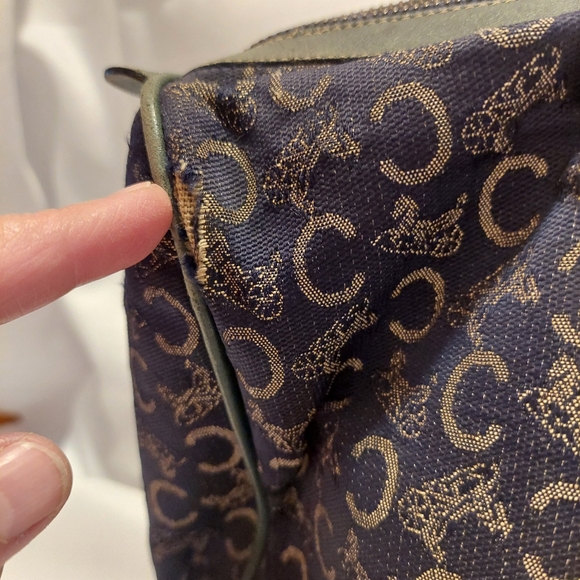 Vtg Celine C Macadam Canvas Boston Bag Green handbag - Picture 9 of 15